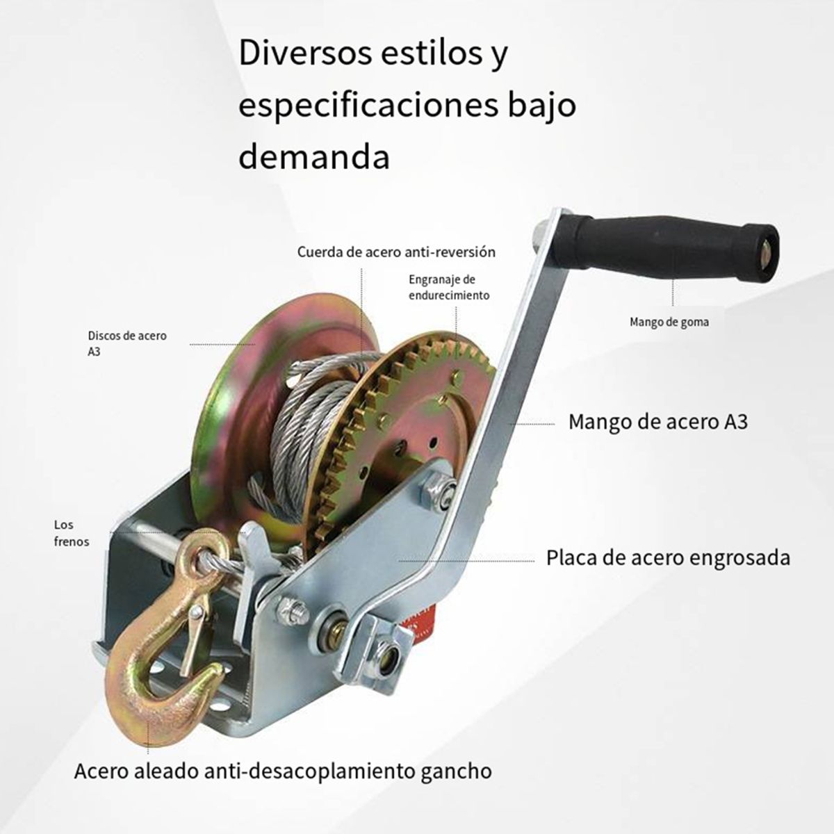 ATURE - Cabrestante Industrial De Cable De Acero Con Manivela