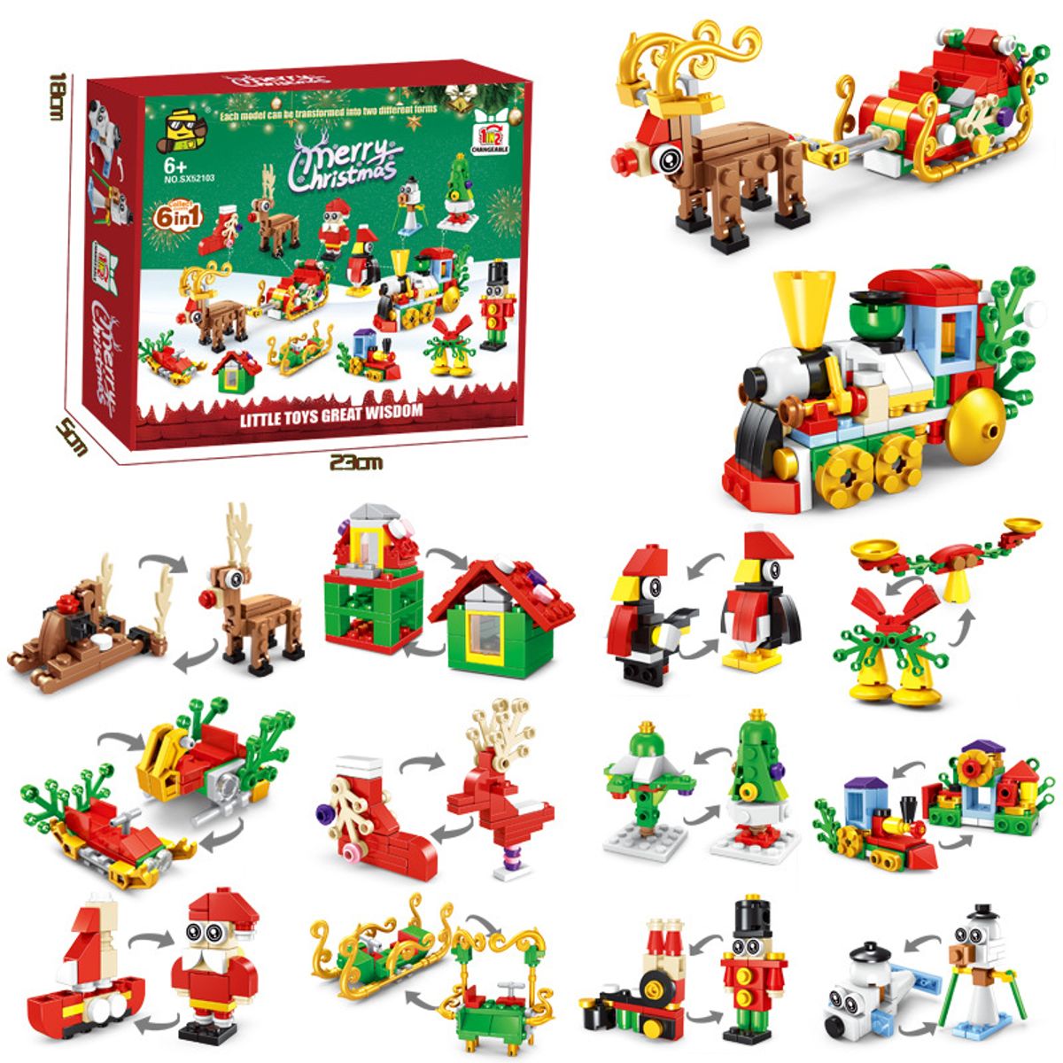 DANWEILE - Mini juguete de bloques de construcción 12 en 1 Navidad