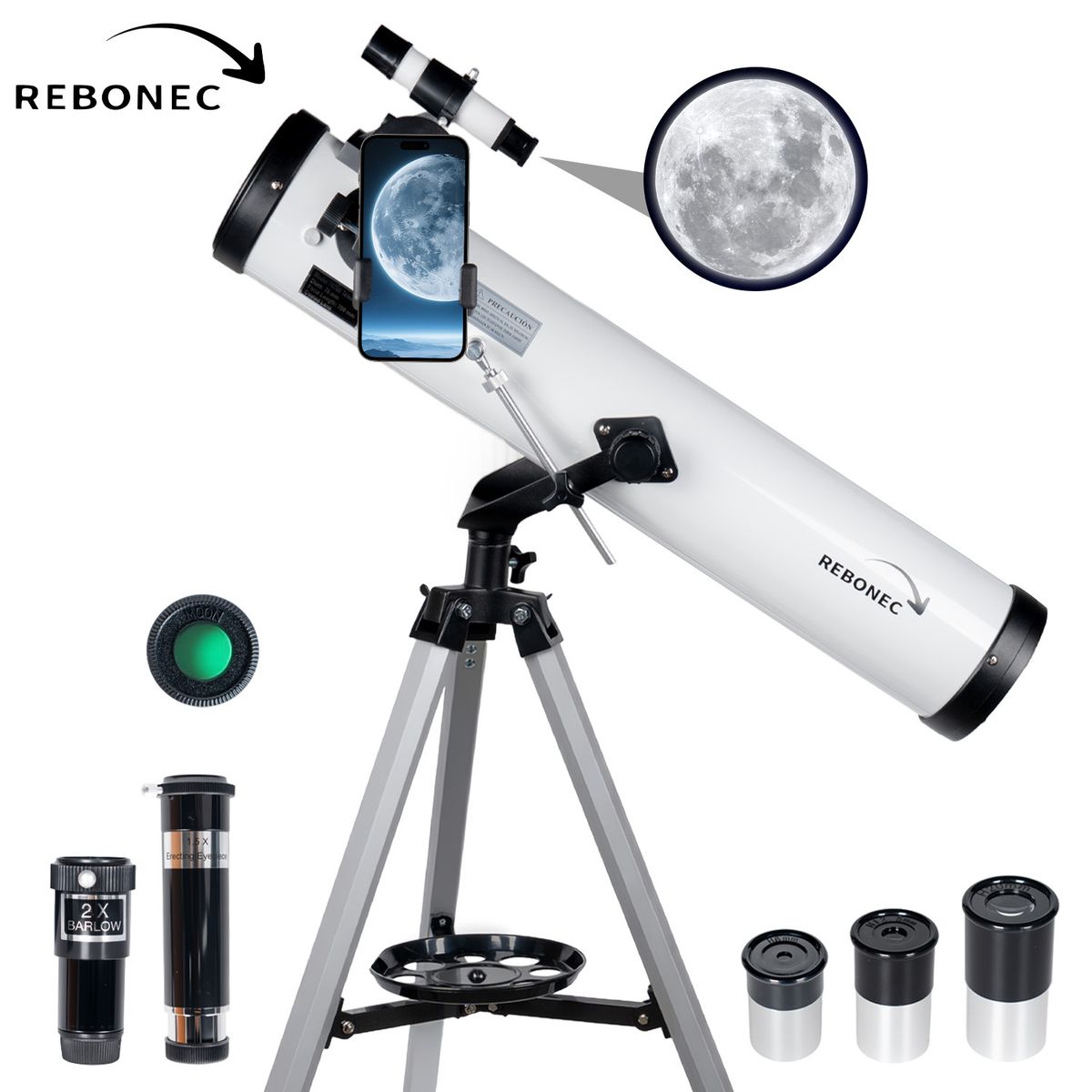 REBONEC - Telescopio Astronómico Profesional F70076 Ajustable Rebonec