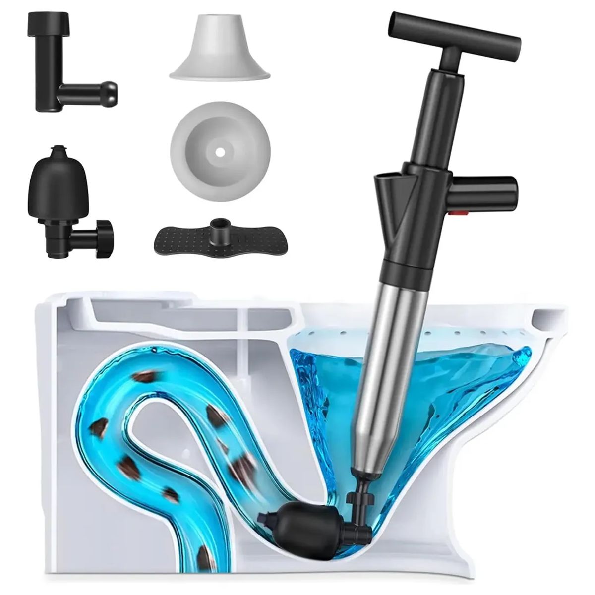 VERCI - Sopapo Con Presion Destapador De Baño Wc Cañeria Negro