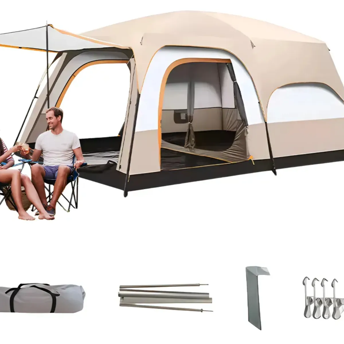VERCI - Carpa Instant Familiar Amplia Para 8-12 Personas Double Capa