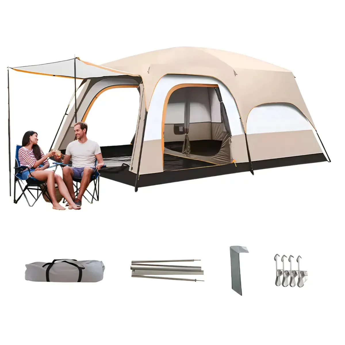 VERCI - Carpa Instant Familiar Amplia Para 8-12 Personas Double Capa