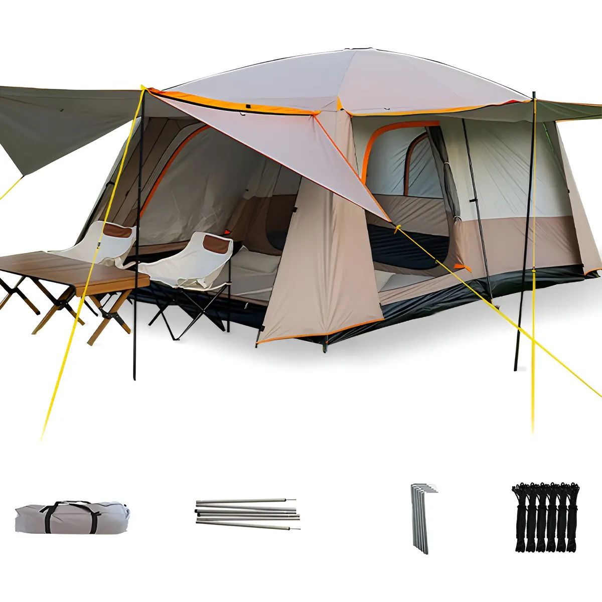 VERCI - Carpa  Acampada Todo Incluido Para 8-12 Personas Double Capa