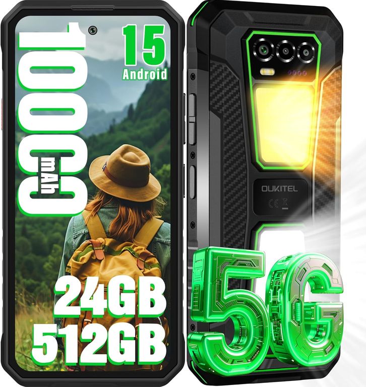 WP58 PRO 5G Celular 24GB+512GB 10000mAh Android 15 Smartphone-Verde