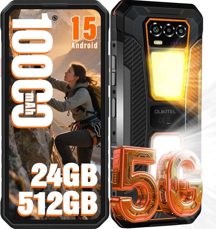WP58 PRO 5G Celular 24GB+512GB 10000mAh Android 15 Smartphone-Naranja