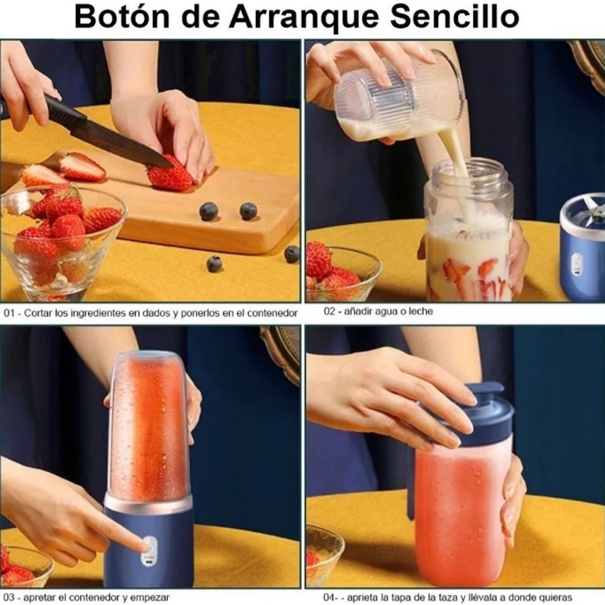 TNAKIEX - Mini Licuadora De Frutas Exprimidora Portátil 6cuchillas Usb