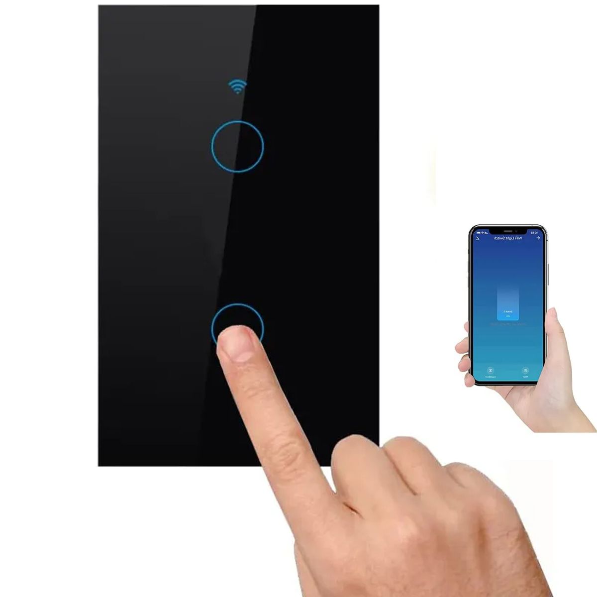 TNAKIEX - Interruptor Luz Pared Inteligente Wifi 2 Vías,Negro