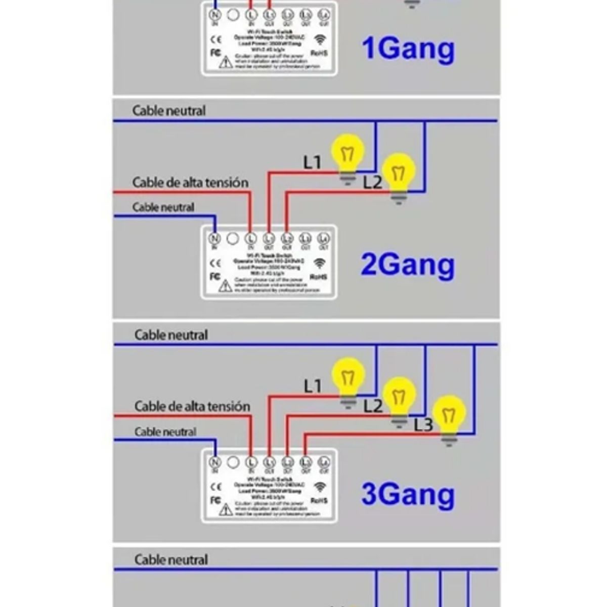 TNAKIEX - Interruptor Luz Pared Inteligente Wifi 1 Vías,color Opcional