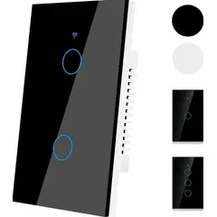 TNAKIEX - Interruptor Luz Pared Inteligente Wifi 2 Vías,Negro