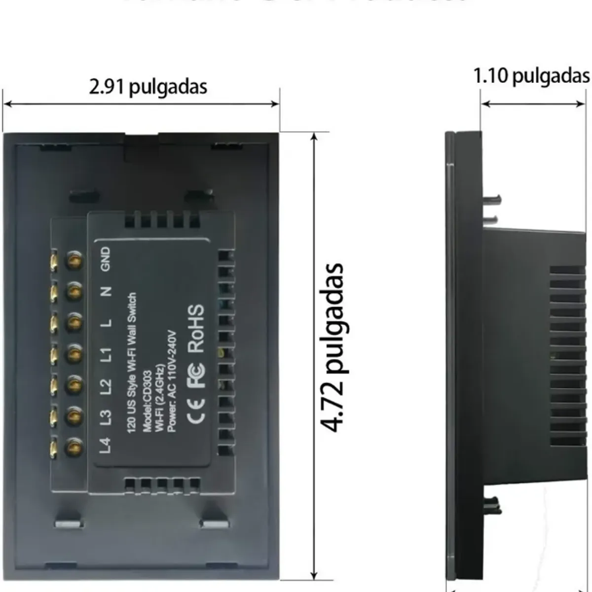 TNAKIEX - Interruptor Luz Pared Inteligente Wifi 2 Vías,Negro