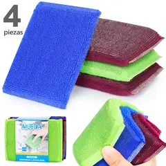 AILEDA - Esponja Para Cocina Con Diseño Doble Cara 4 Pzas/pqt Multicolor