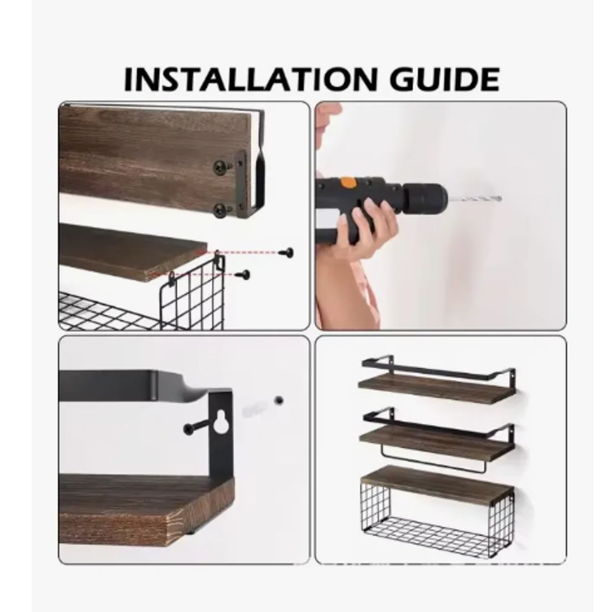 GENERICO - Kit Repisas Flotantes De Pared Estante Organizador Baño Marrón Claro