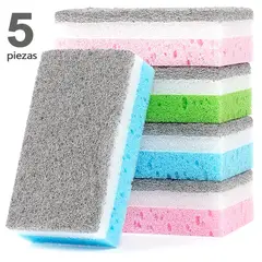 AILEDA - Esponja / Estropajo Abrasivo Multiusos Doble Cara Kit De 5 Piezas