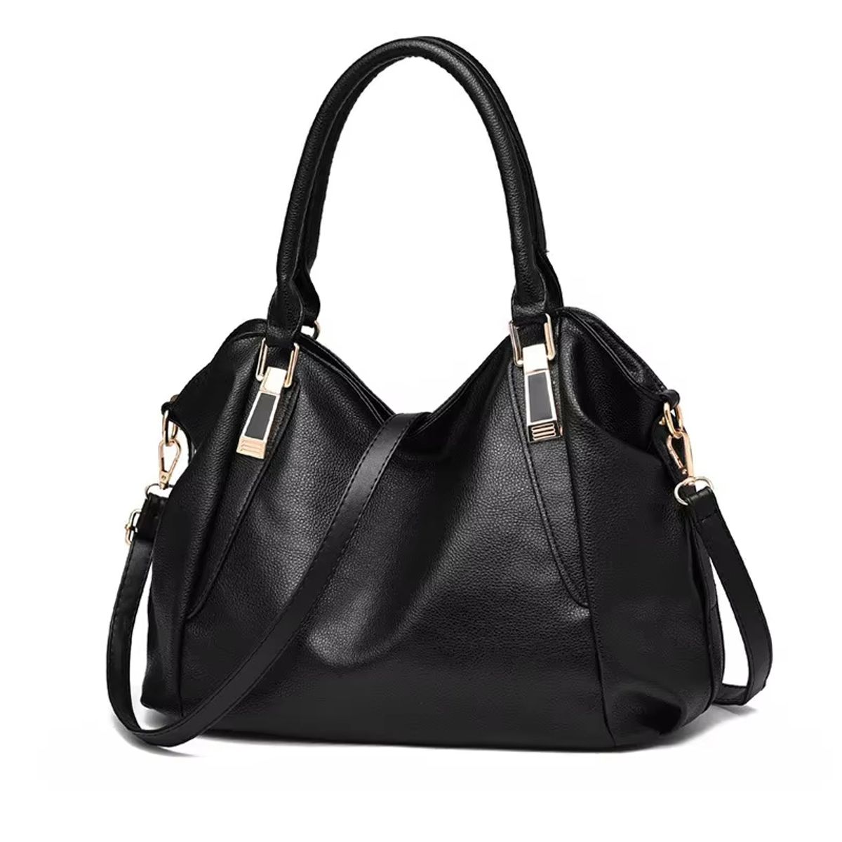 DANWEILE - Bolso de mano informal de piel suave para mujer-Negro