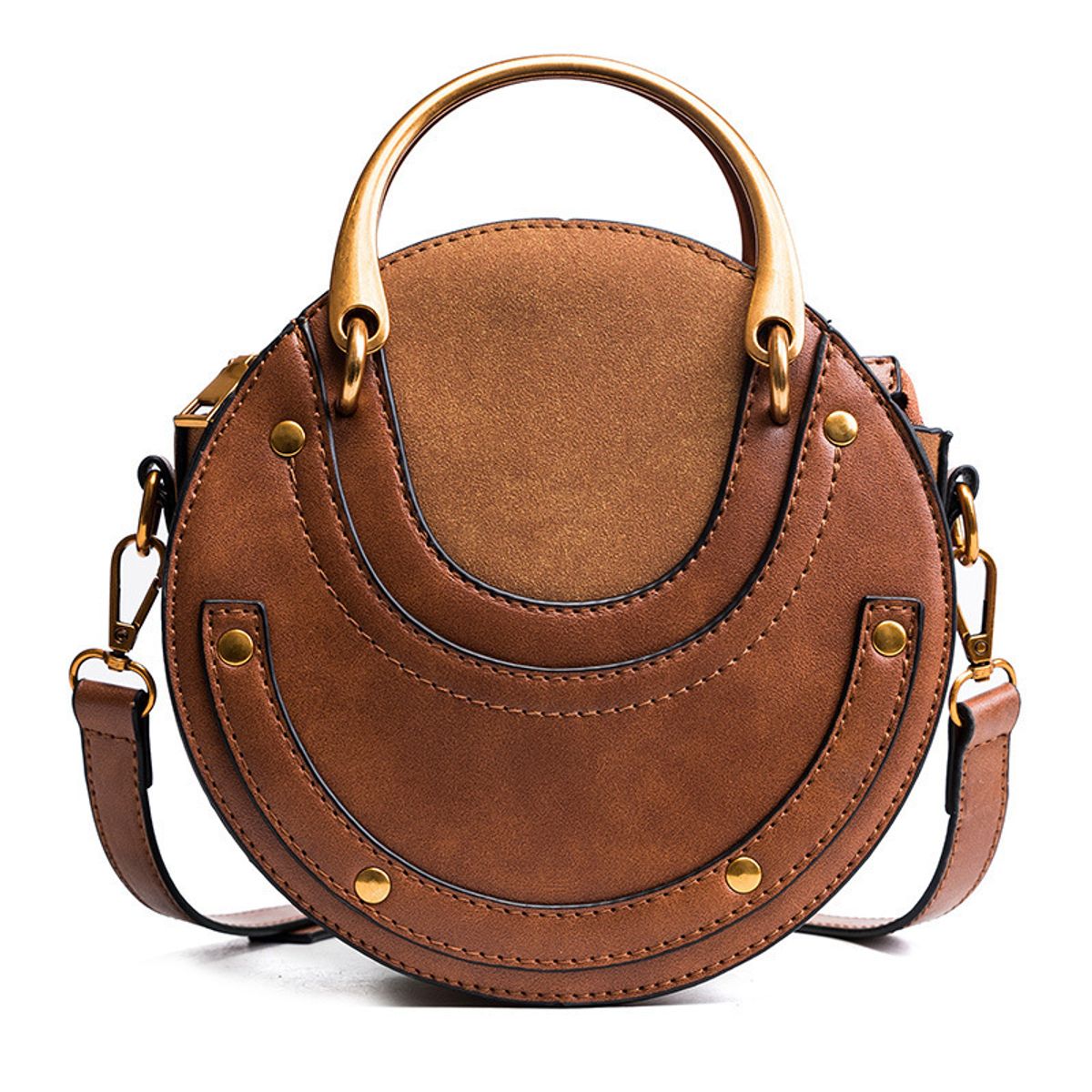 DANWEILE - Bolso pequeño informal redondo para mujer - Marrón