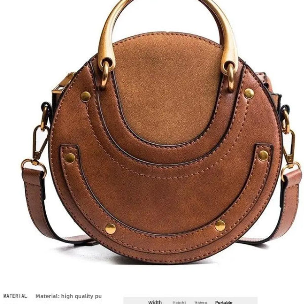DANWEILE - Bolso pequeño informal redondo para mujer - Marrón