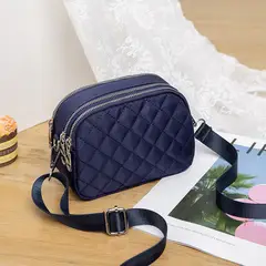 DANWEILE - Bolso bandolera cuadrado multifuncional rombos de mujer-Azul