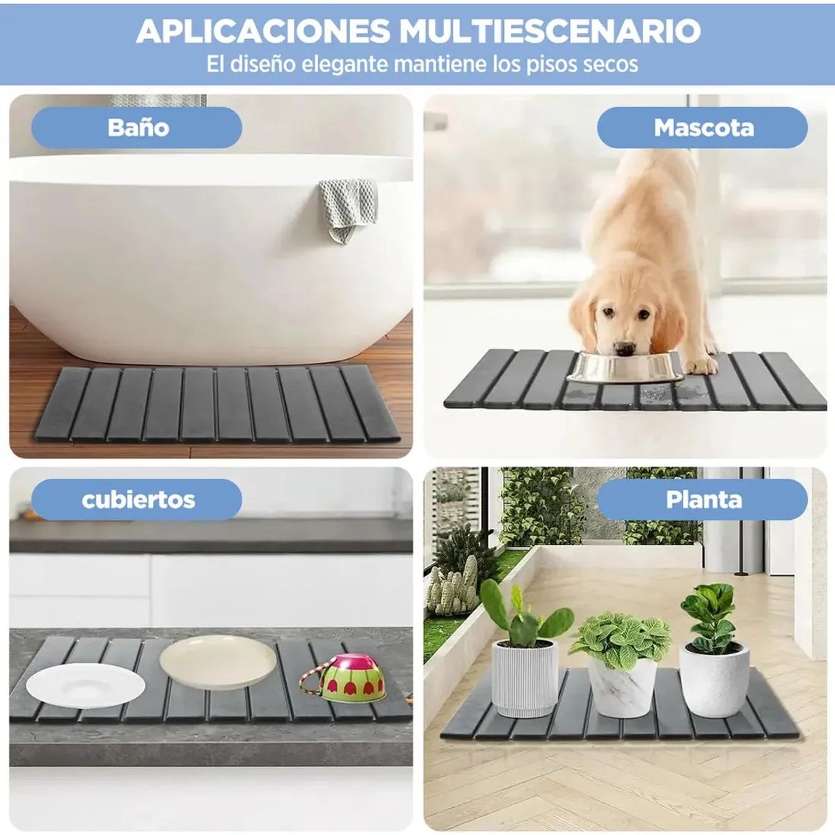 KUANGYE - Alfombrilla De Piedra De Ducha Antideslizante Diatom 60x40cm