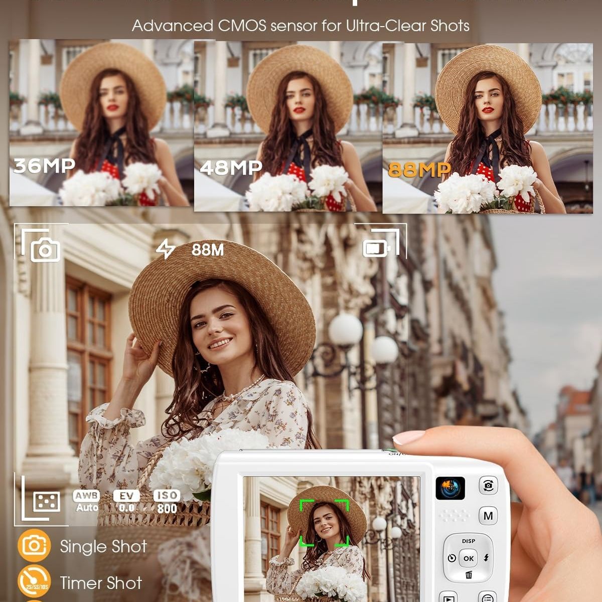 RENVMEXY - Cámara Digital 8K WiFi 88MP Dual Cámara