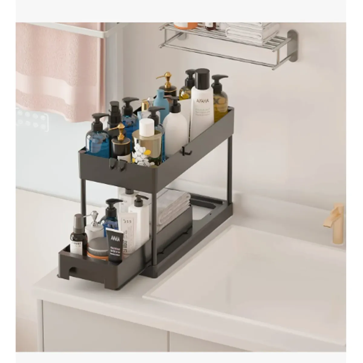 GENERICO - Organizador De Baño Cocina Lavaplatos Deslizante Simple Negro