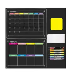 GENERICO - Pack 2 Pizarras Planner Mensual - Semanal, Imán Refrigerador