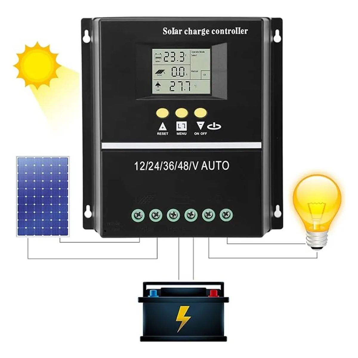 VERCI - Controlador Regulador Carga Solar 12243648 Vol Mppt 100 A