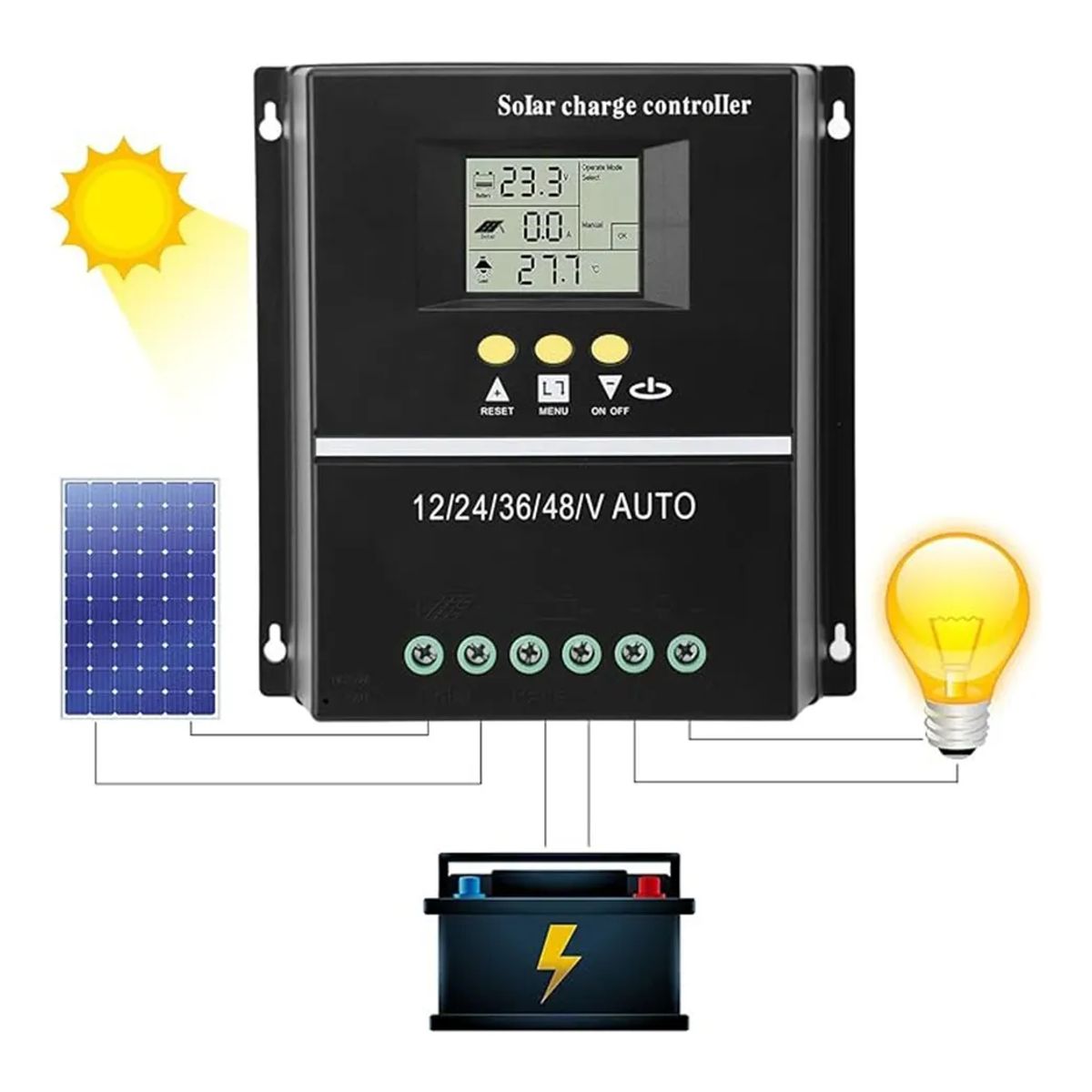 VERCI - Controlador Regulador Carga Solar 12243648 Vol Mppt 100 A