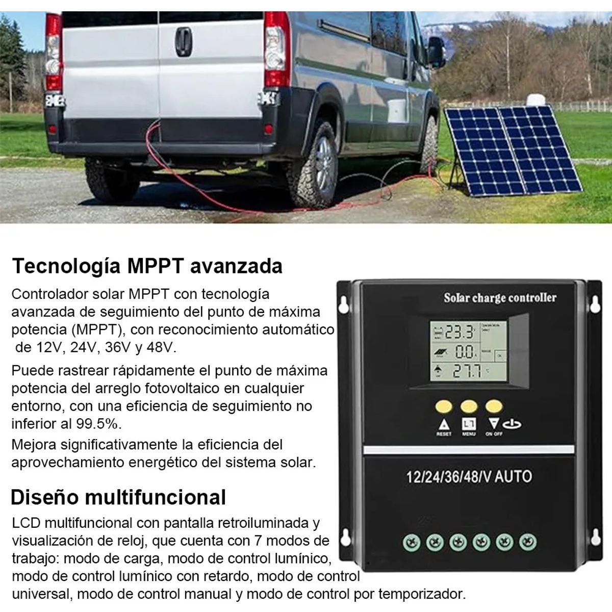 VERCI - Controlador Regulador Carga Solar 12243648 Vol Mppt 100 A