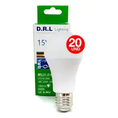 DRL - Pack 20 Ampolleta Led A60 15w 1200lm 6500k Blanca Frío Blanco Frío