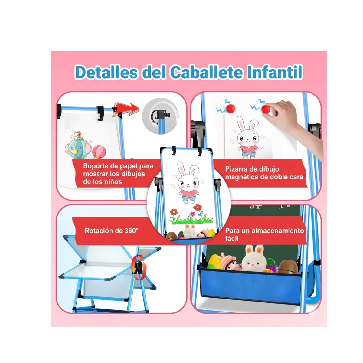GENERICO - Caballete Para Niños Ajustable De Pie Con Pizarra - Azul