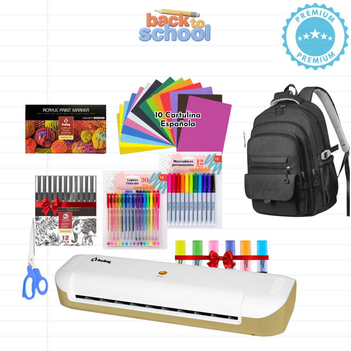 GENERICO - PAPELERIA ESCOLAR + MOCHILA + LAMINADORA A4 K2