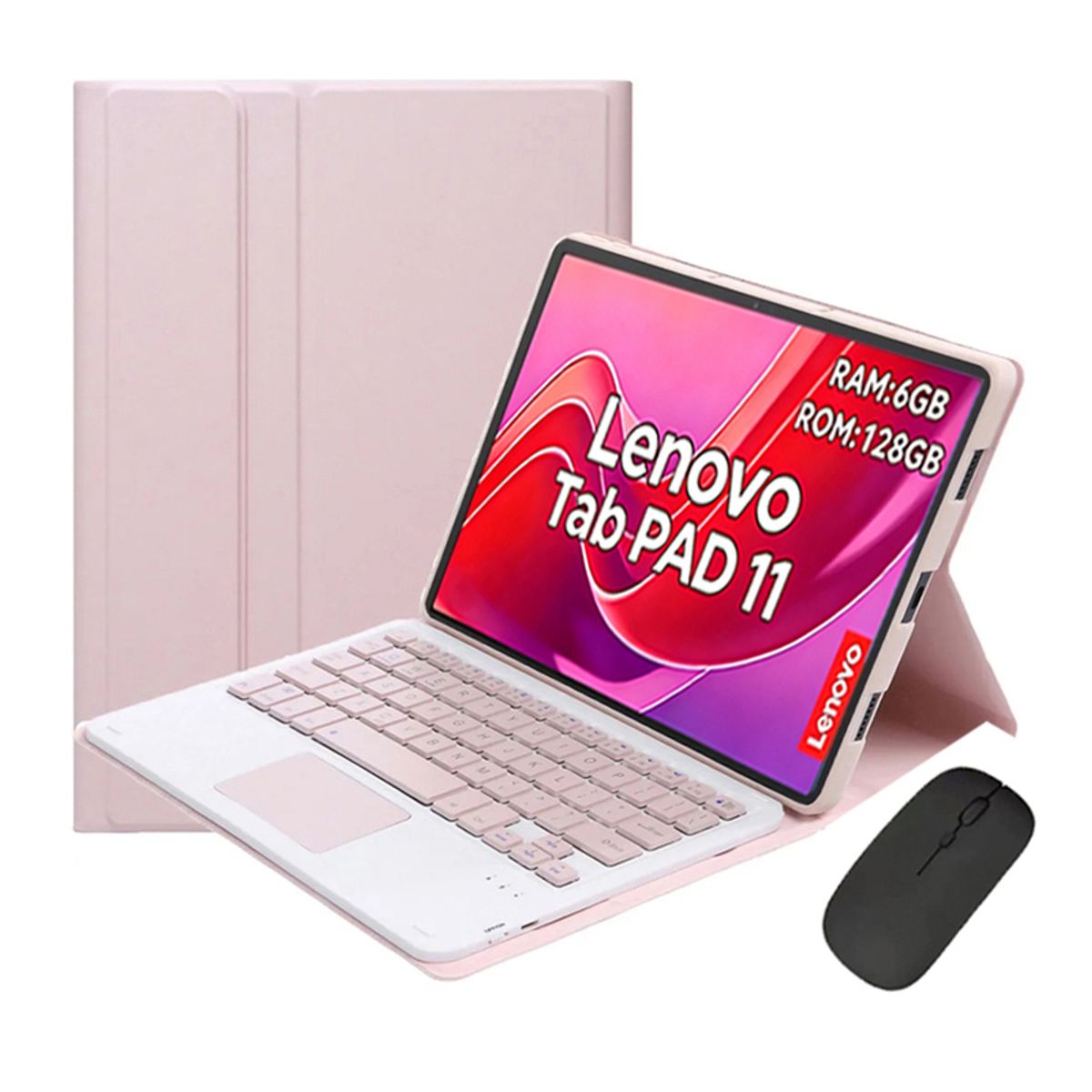 LENOVO - Tablet Lenovo Pad 11 2025 6GB+128GB WiFi y Ratón inalámbrico Bluetooth &Teclado-Rosa