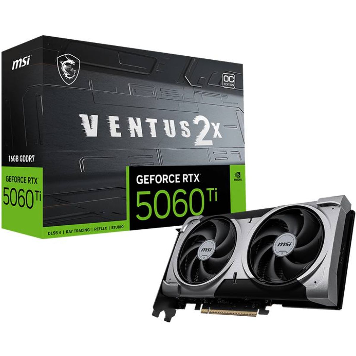 MSI - Tarjeta de Video MSI NVIDIA GeForce RTX 5060 Ti 16GB VENTUS 2X OC PLUS GDDR7 PCIe 5.0
