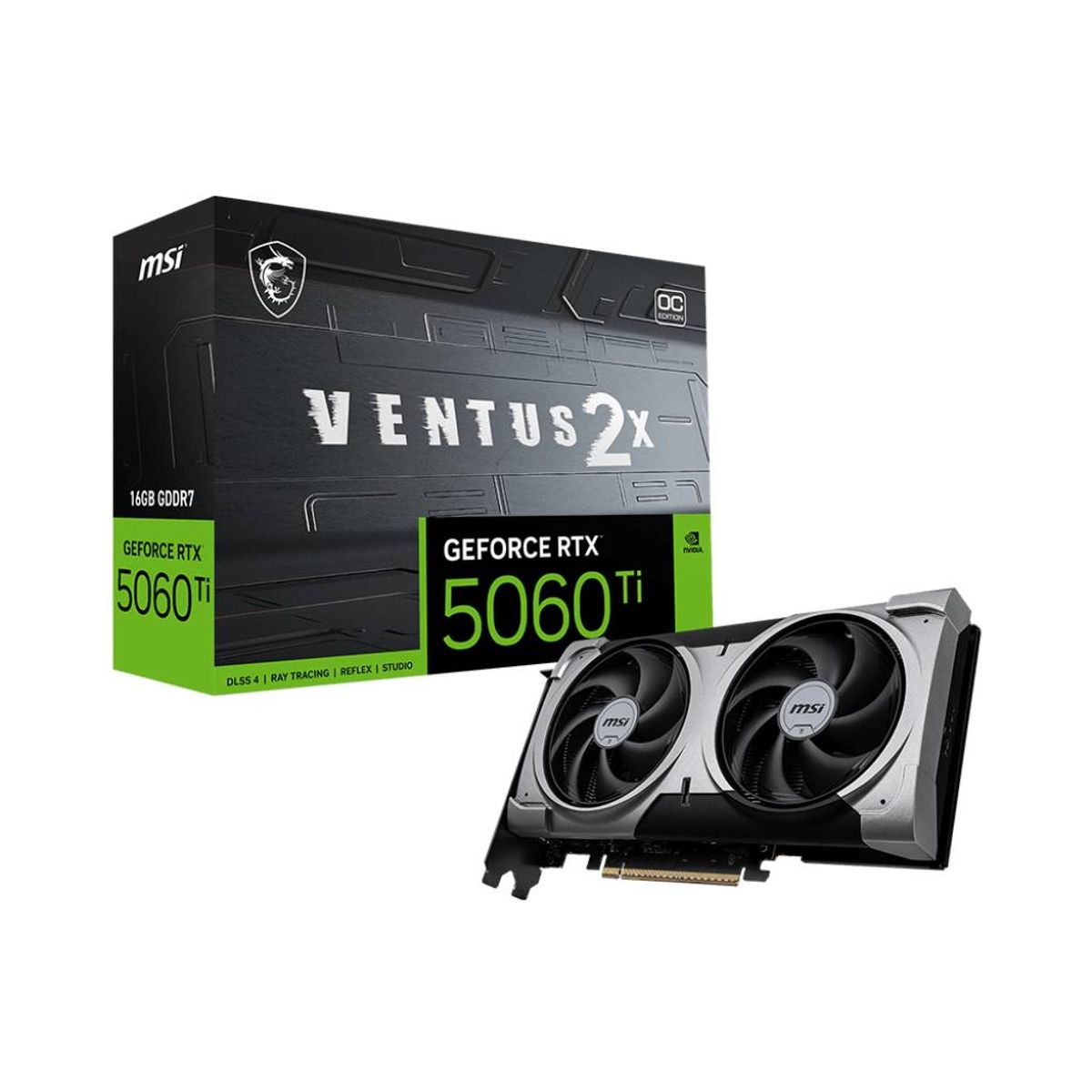 MSI - Tarjeta de Video MSI NVIDIA GeForce RTX 5060 Ti 16GB VENTUS 2X OC PLUS GDDR7 PCIe 5.0