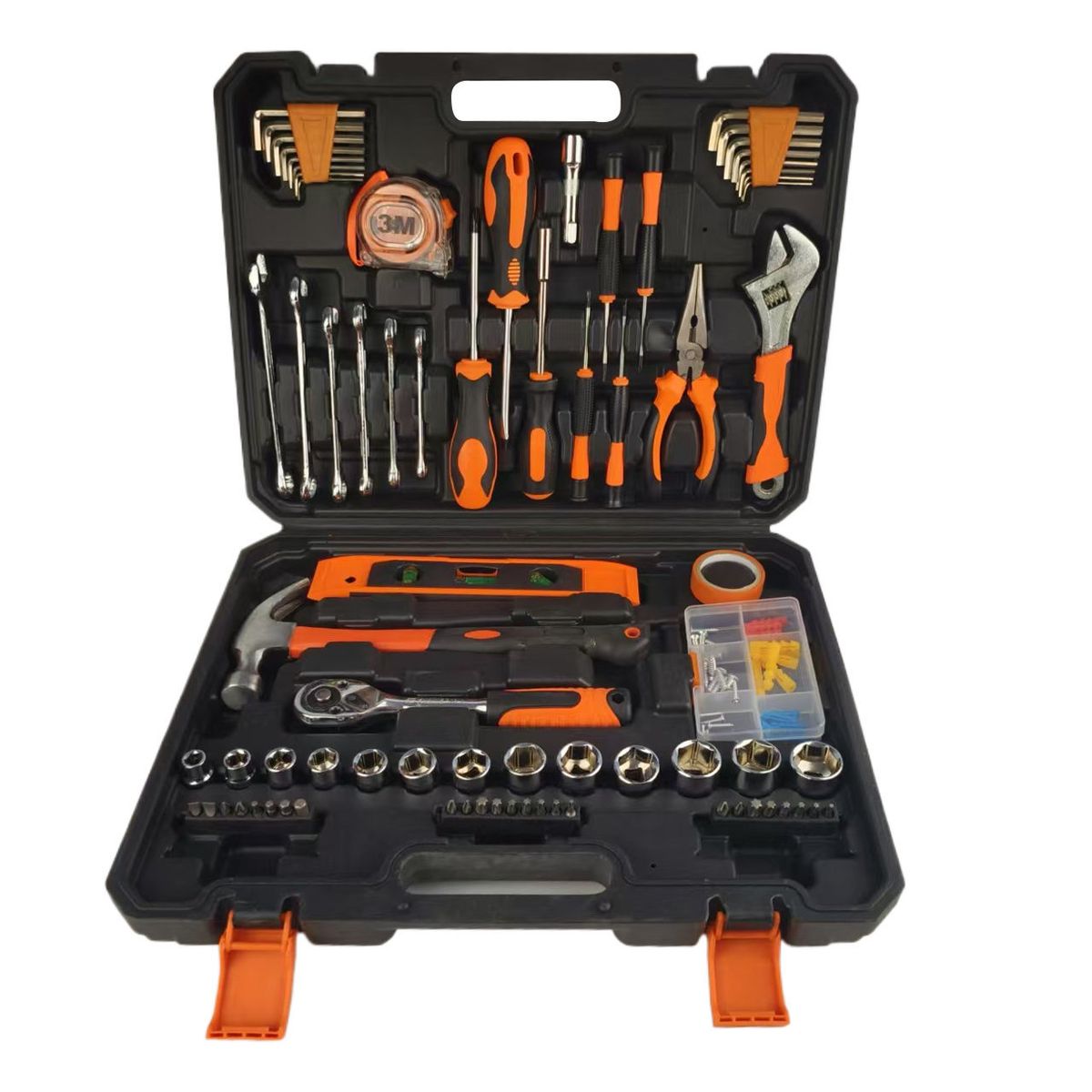 GENERICO - Kit Caja De Herramienta Profesional Multiusos 100 Piezas Naranja