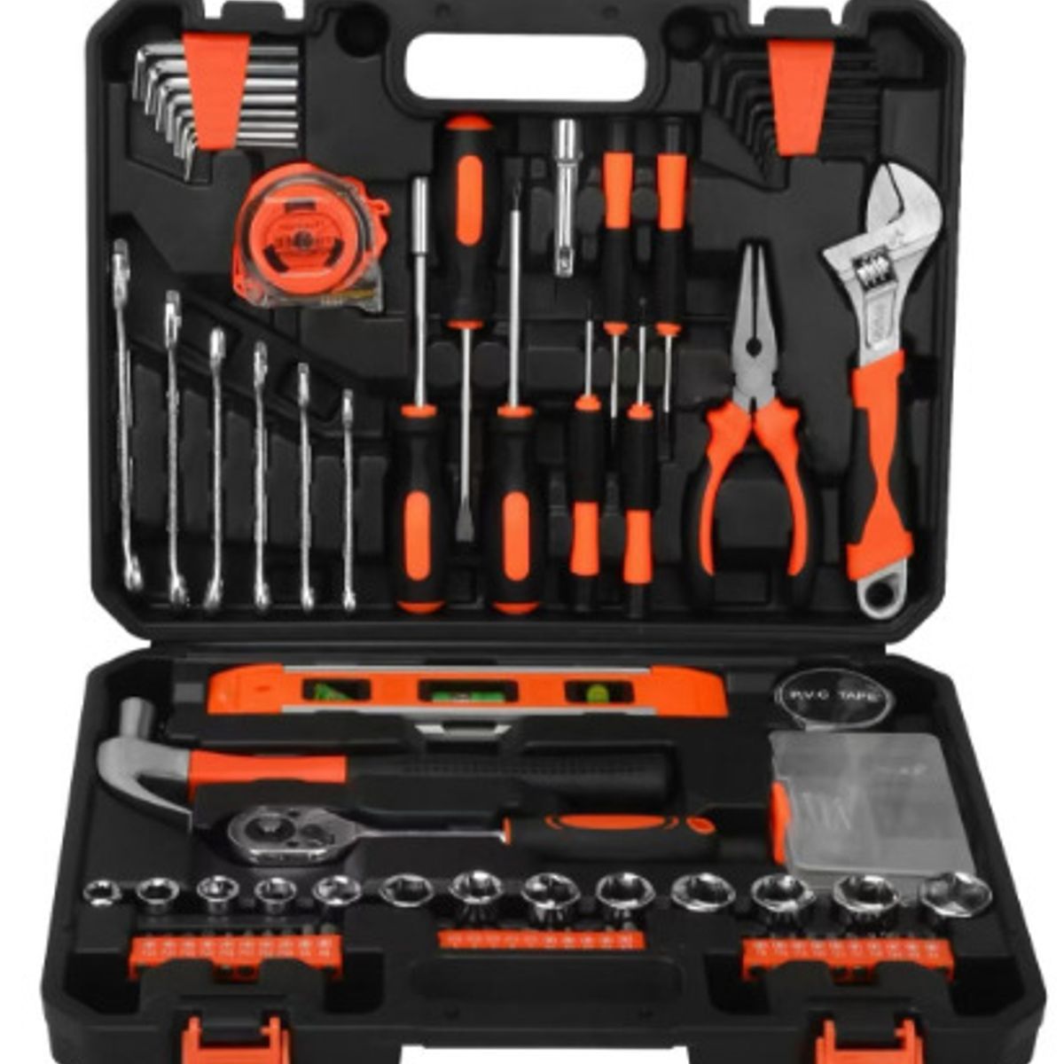 GENERICO - Kit Caja De Herramienta Profesional Multiusos 100 Piezas Naranja