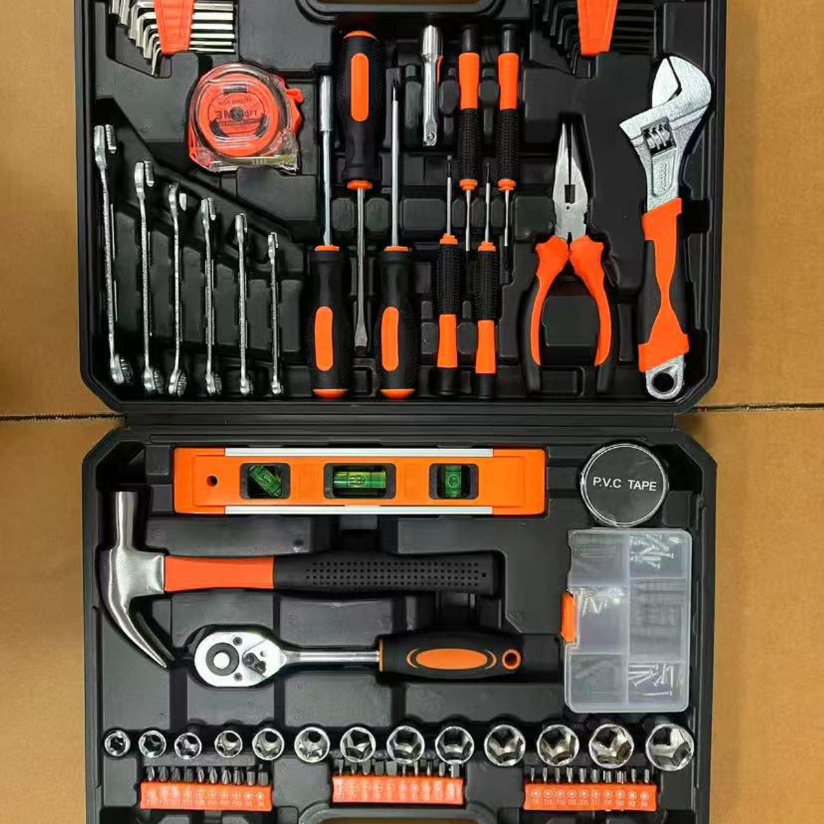 GENERICO - Kit Caja De Herramienta Profesional Multiusos 100 Piezas Naranja