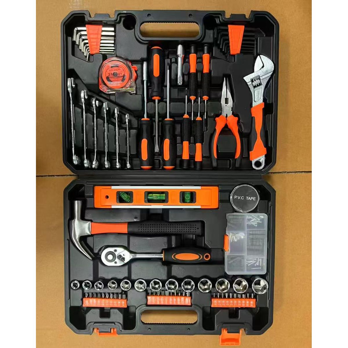 GENERICO - Kit Caja De Herramienta Profesional Multiusos 100 Piezas Naranja