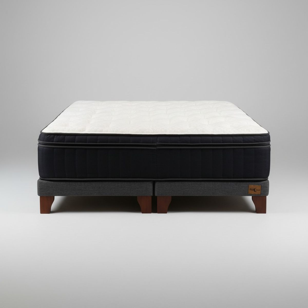 BLOCCARE - Cama King Box 8 cm + Colchon CIC L200 cm -  Premium /Con Refuerzo - Patas De Madera 11 cm (Gris)