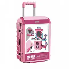 GENERICO - Juguete Set Maleta Cosmetiquero 38 Piezas 3 En 1 Rosado Infantil