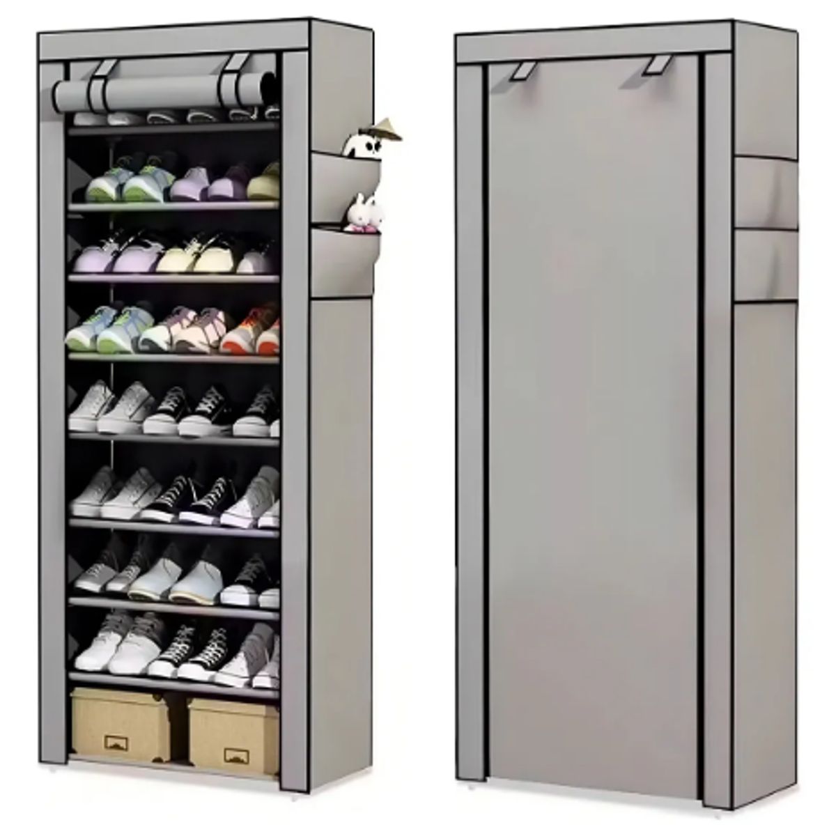 GENERICO - Zapatero Vertical Armario Estante Organizador 10 Niveles Color Gris