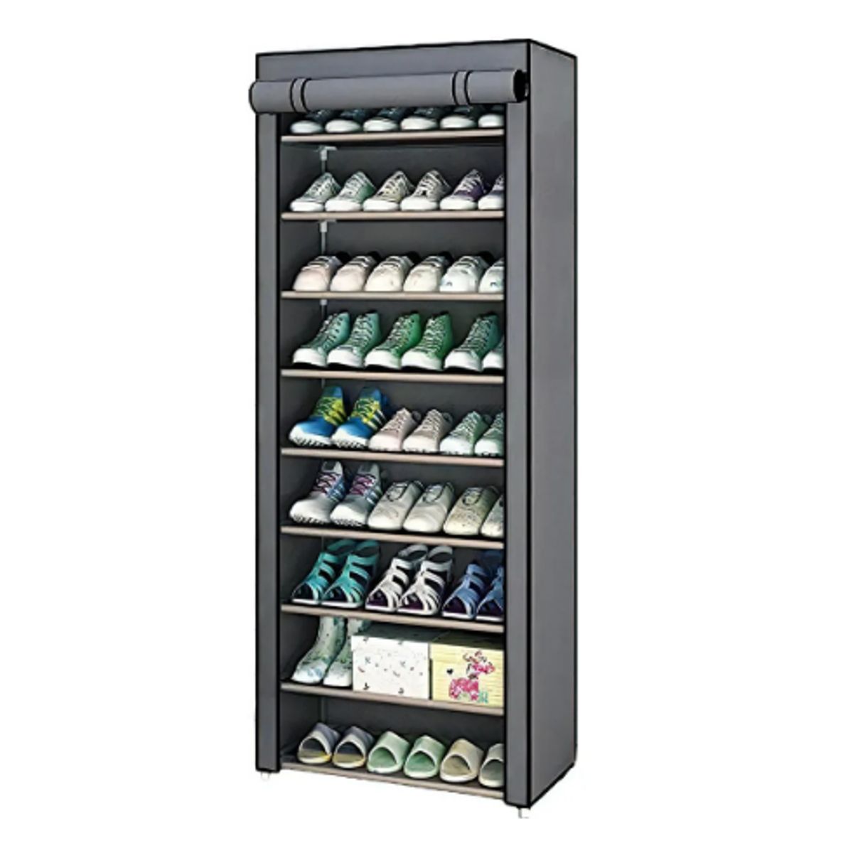 GENERICO - Zapatero Vertical Armario Estante Organizador 10 Niveles Color Gris