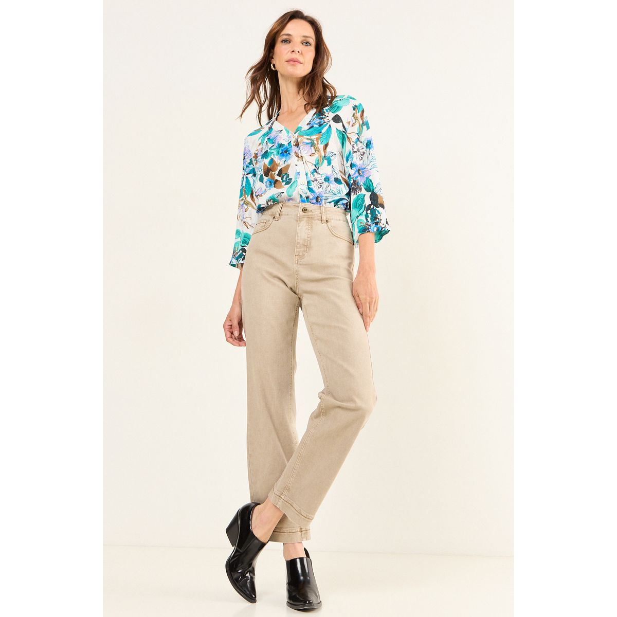 MA GRIFFE - Jeans Liso Mujer Beige Magriffe