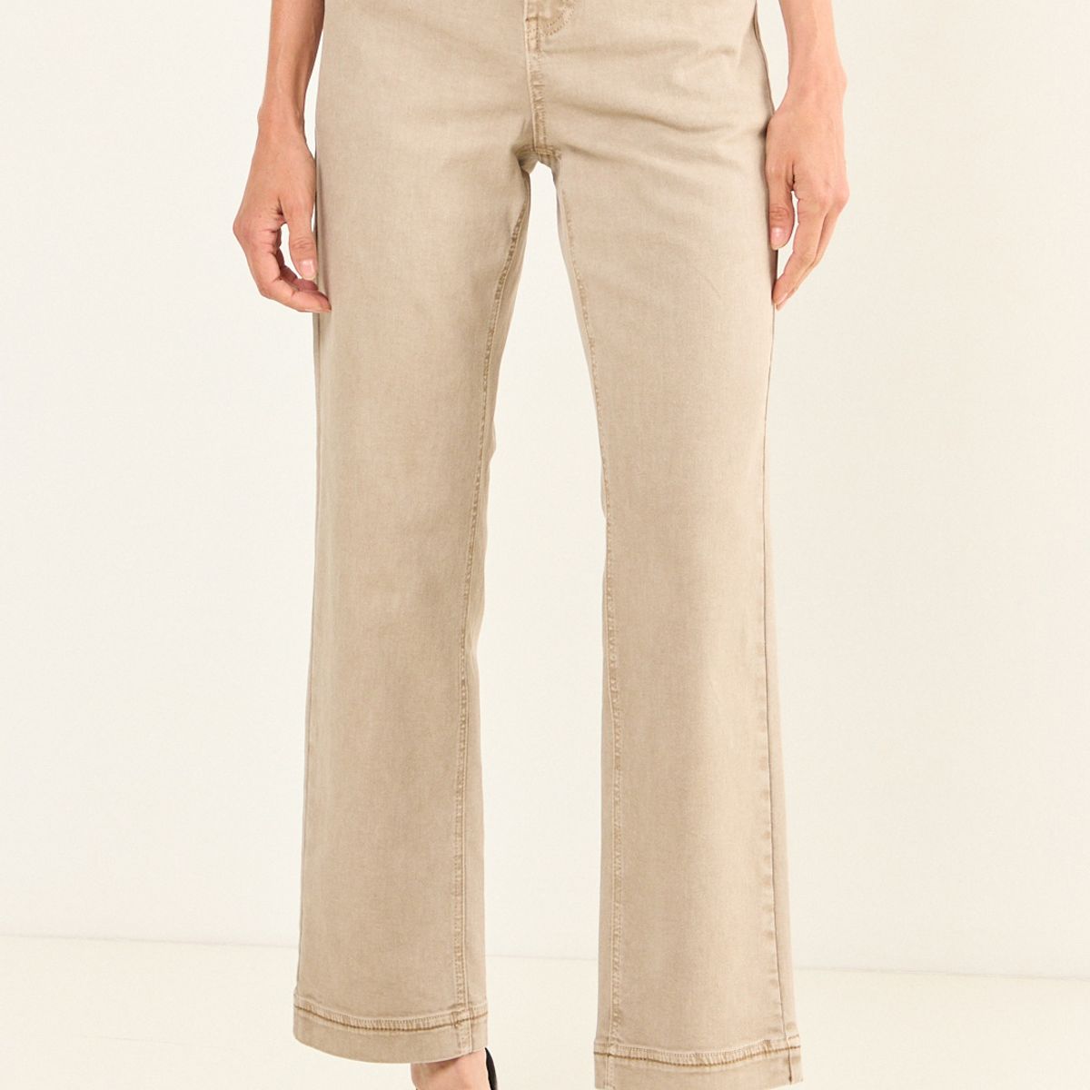 MA GRIFFE - Jeans Liso Mujer Beige Magriffe
