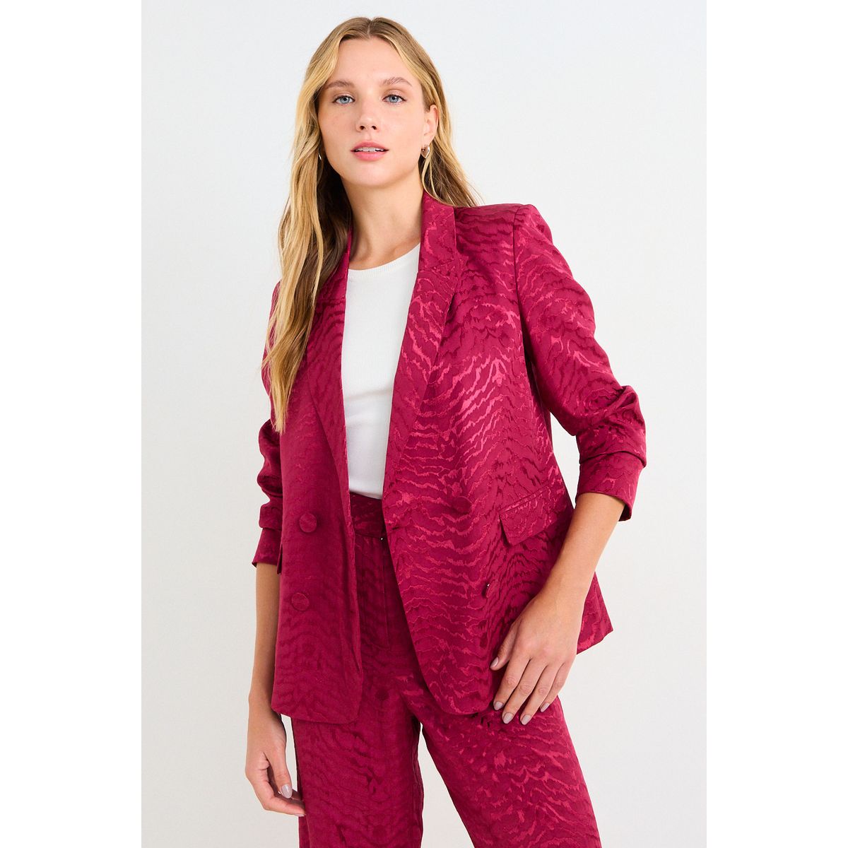ASH - Blazer Viscosa Jacquard Mujer Burdeos Ash
