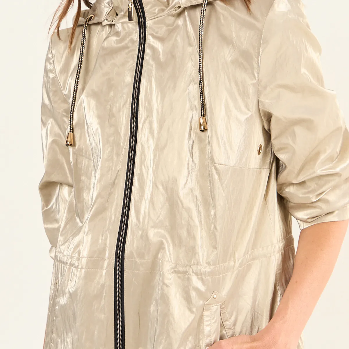 MA GRIFFE - Trench Metalizado Mujer Beige Magriffe