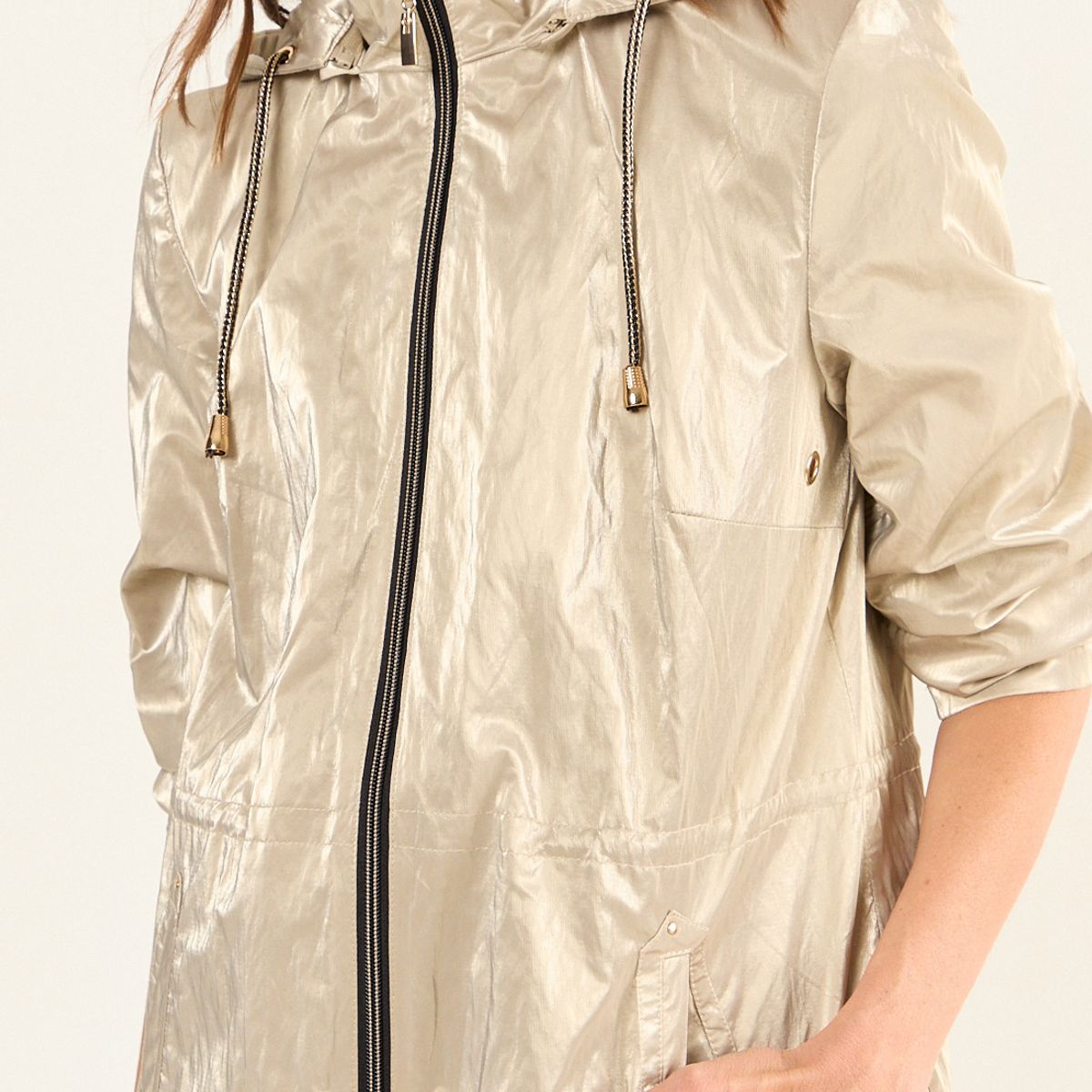 MA GRIFFE - Trench Metalizado Mujer Beige Magriffe