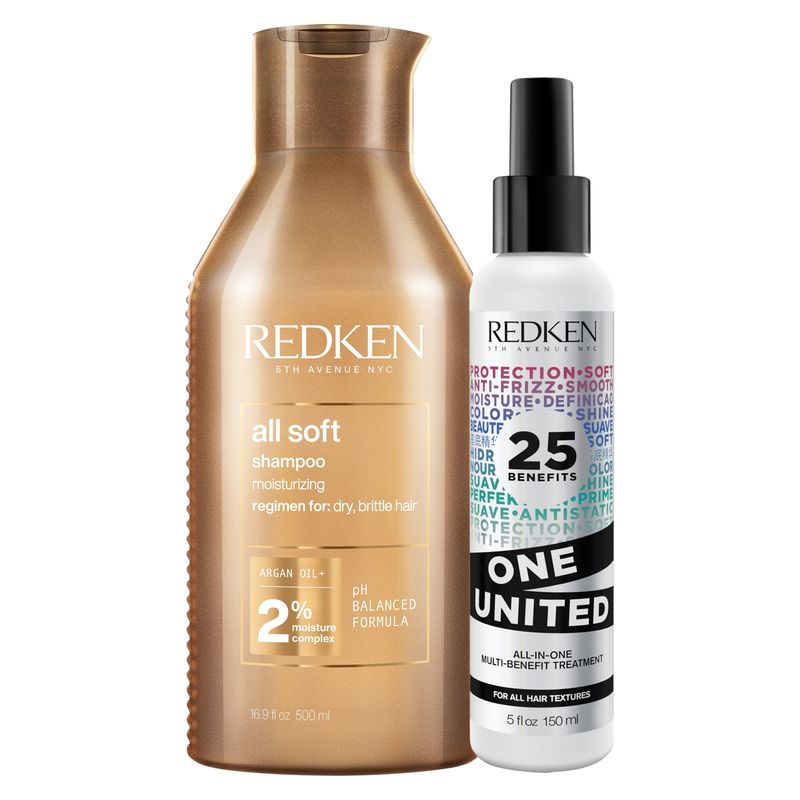 REDKEN - Set Hidratación Shampoo All Soft 500 ml + One United 150 ml REDKEN