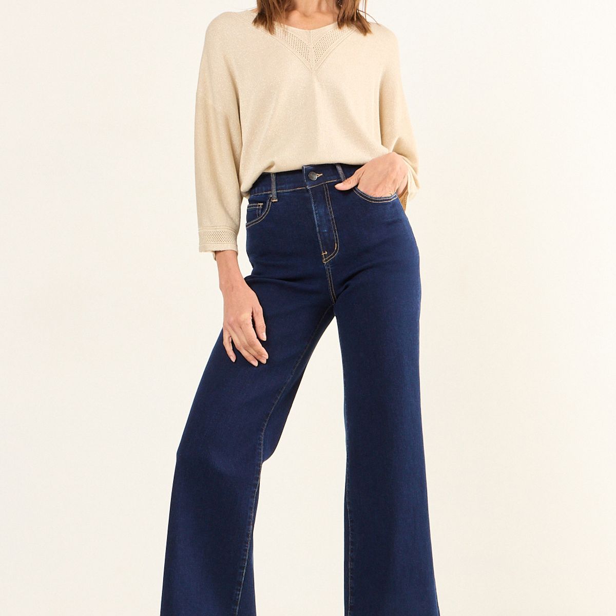 MA GRIFFE - Jeans Liso Mujer Azul Magriffe