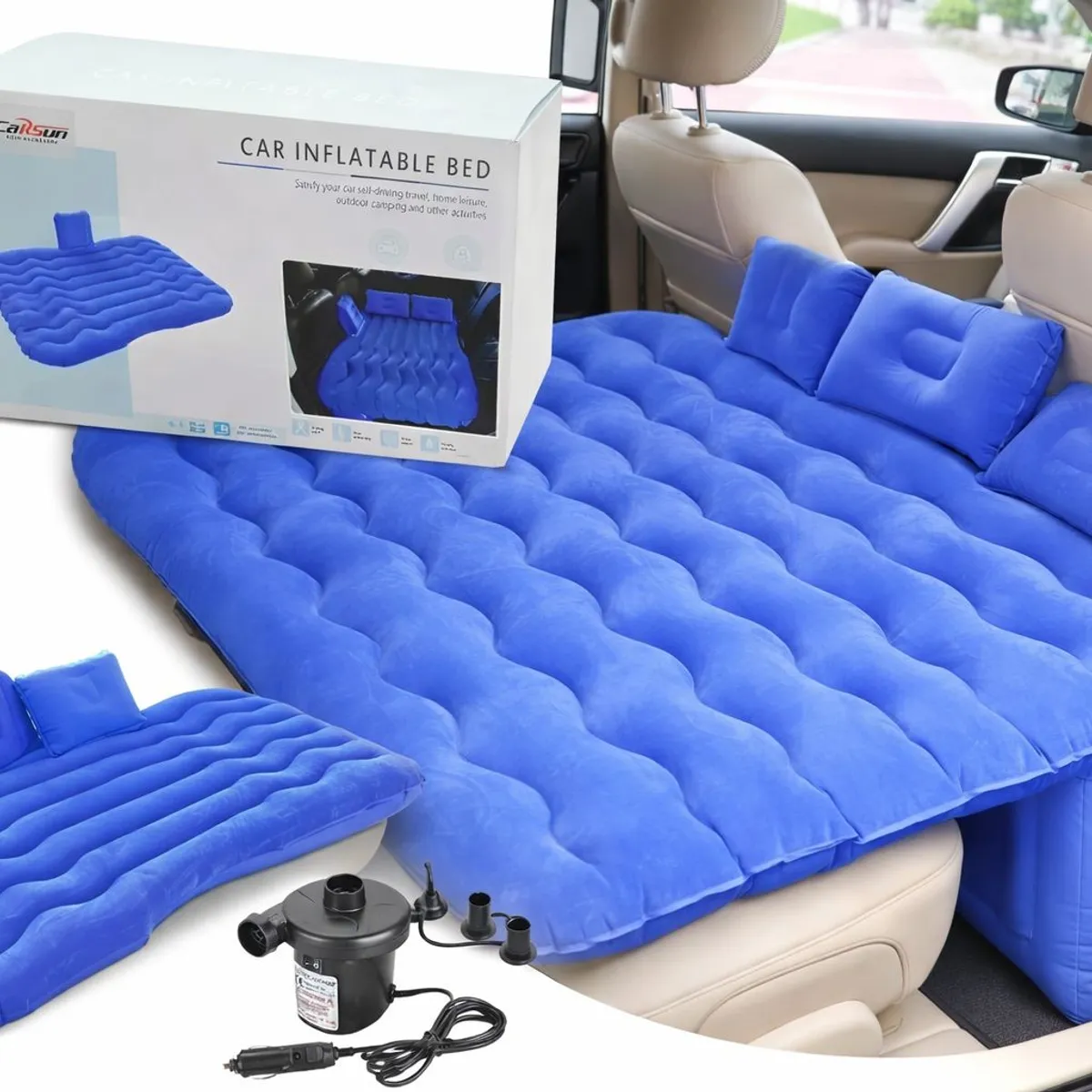 GENERICO - Colchon inflable para carro auto viajes y camping Cama inflable portátil incluye inflador